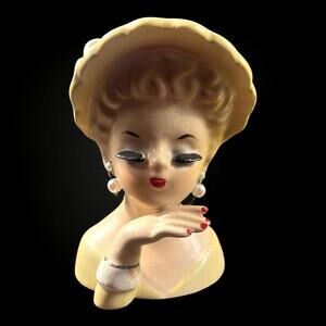 1960s Inarco Mini Lady Head Vase – Small Japan Ceramic Glamour Girl Bust